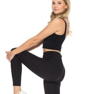 Nylon Solid 7/8 Length Leggings W Side Pockets NWT